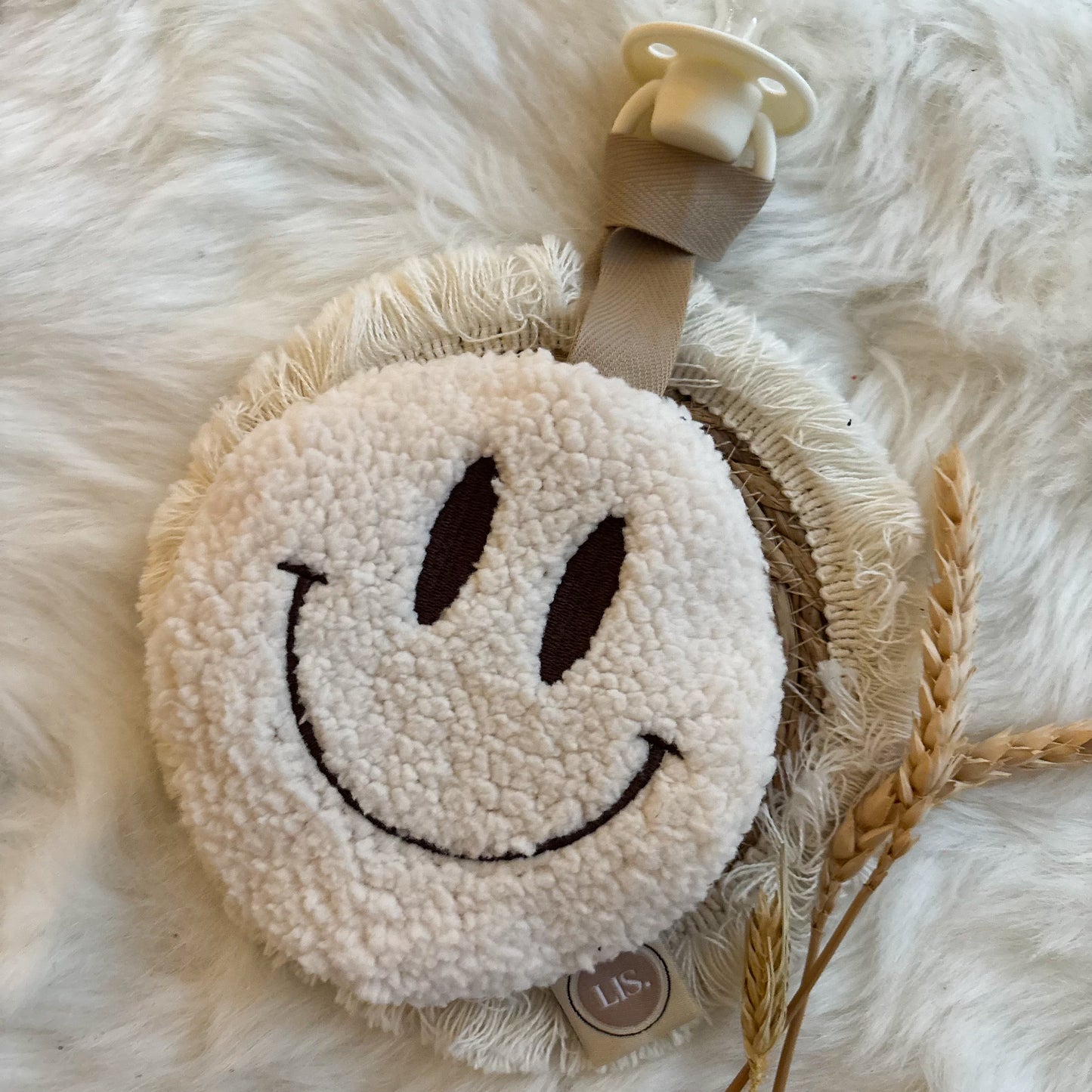 Schnullerclip Smiley - Creme
