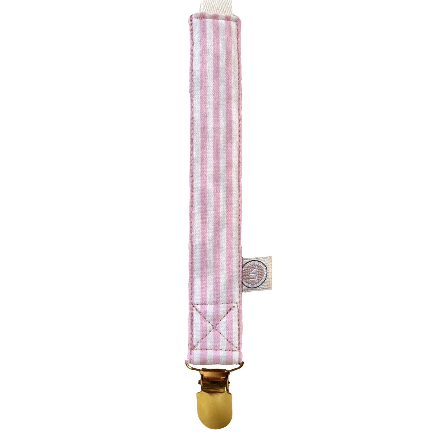 Schnullerclip Name - Rosa Streifen I