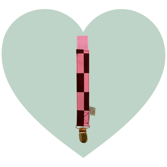 Speenkoord Check - Pink/Bordeaux