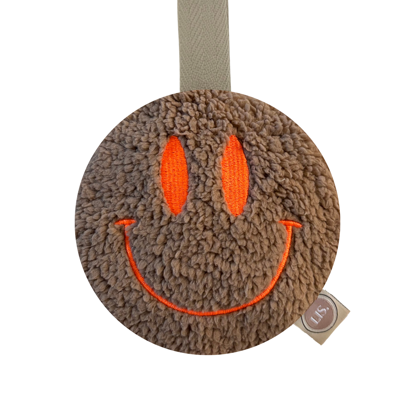 Schnullerclip Smiley - Taupe