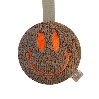 Schnullerclip Smiley - Taupe
