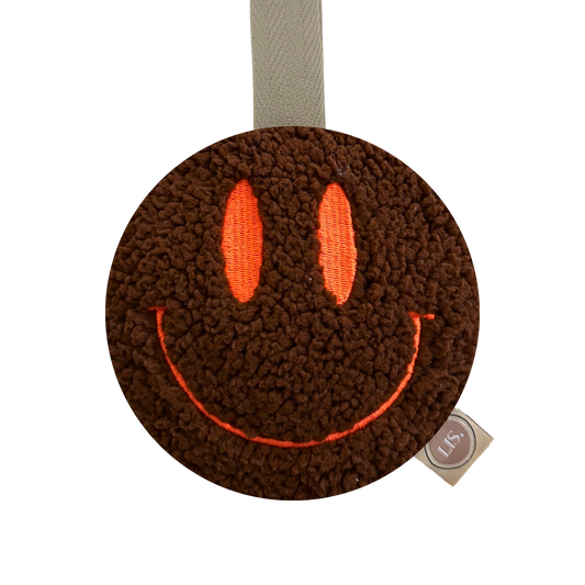 Schnullerclip Smiley - Braun