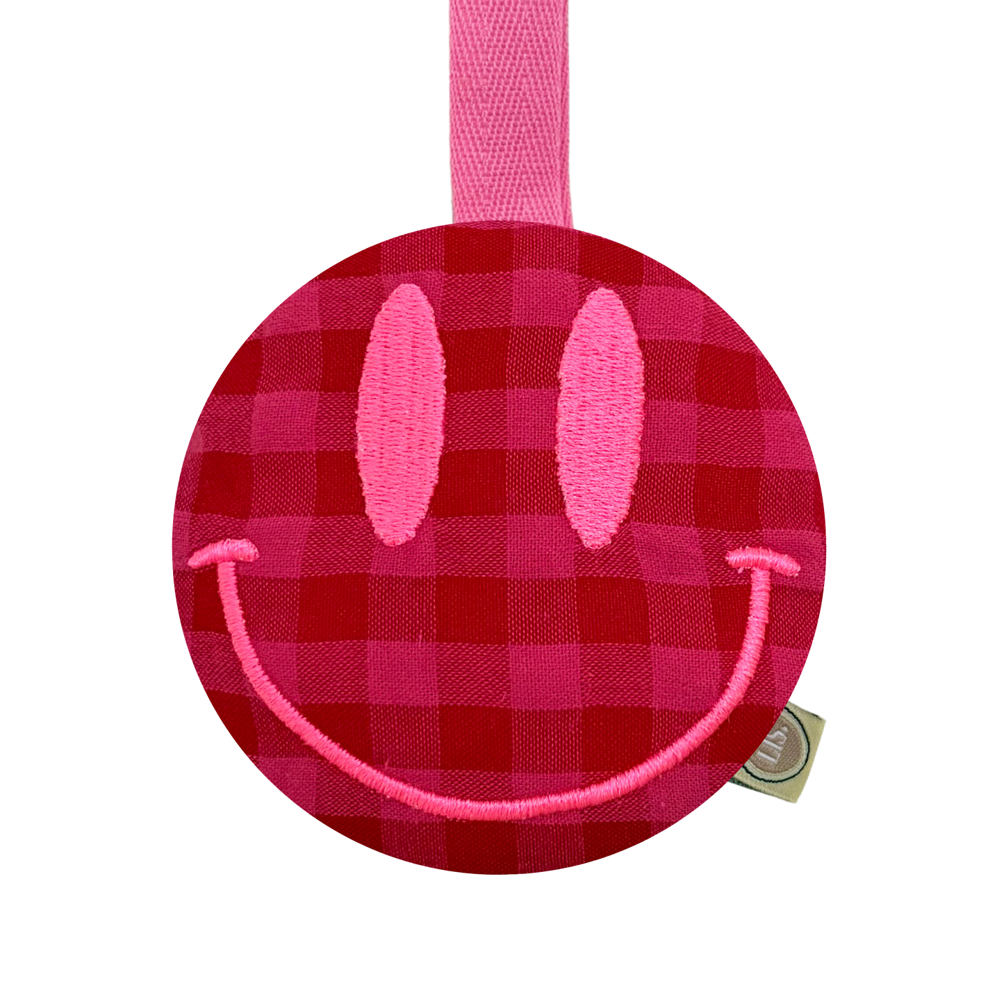 Speenkoord Smiley - Raspberry Check