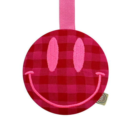 Speenkoord Smiley - Raspberry Check