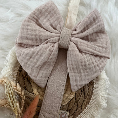 Schnullerclip-Schleife Deluxe – Beige