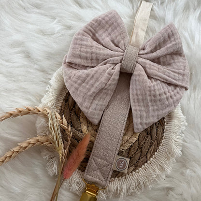 Schnullerclip-Schleife Deluxe – Beige