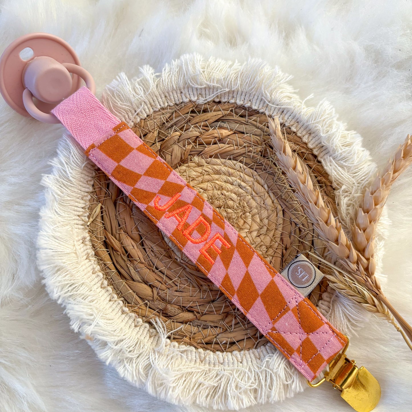 Name des Schnullerkabels – Rosa/Orange