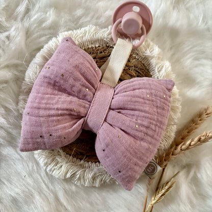 Schnuller-Schleife mit Glitzer – Rosa