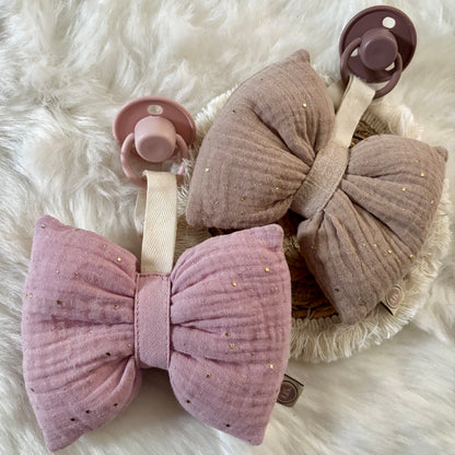 Schnuller-Schleife mit Glitzer – Rosa