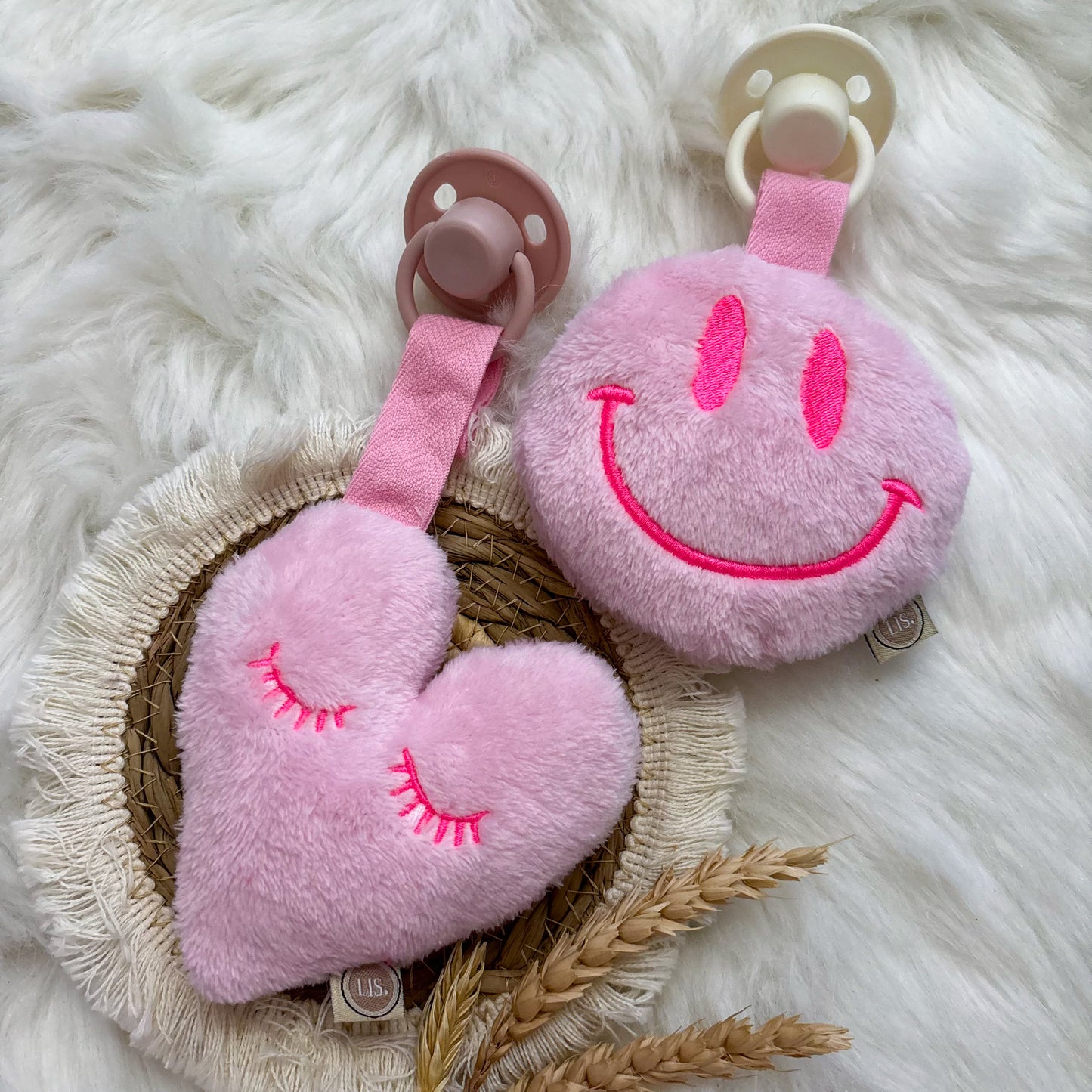 Schnullerclip Smiley - Hellrosa
