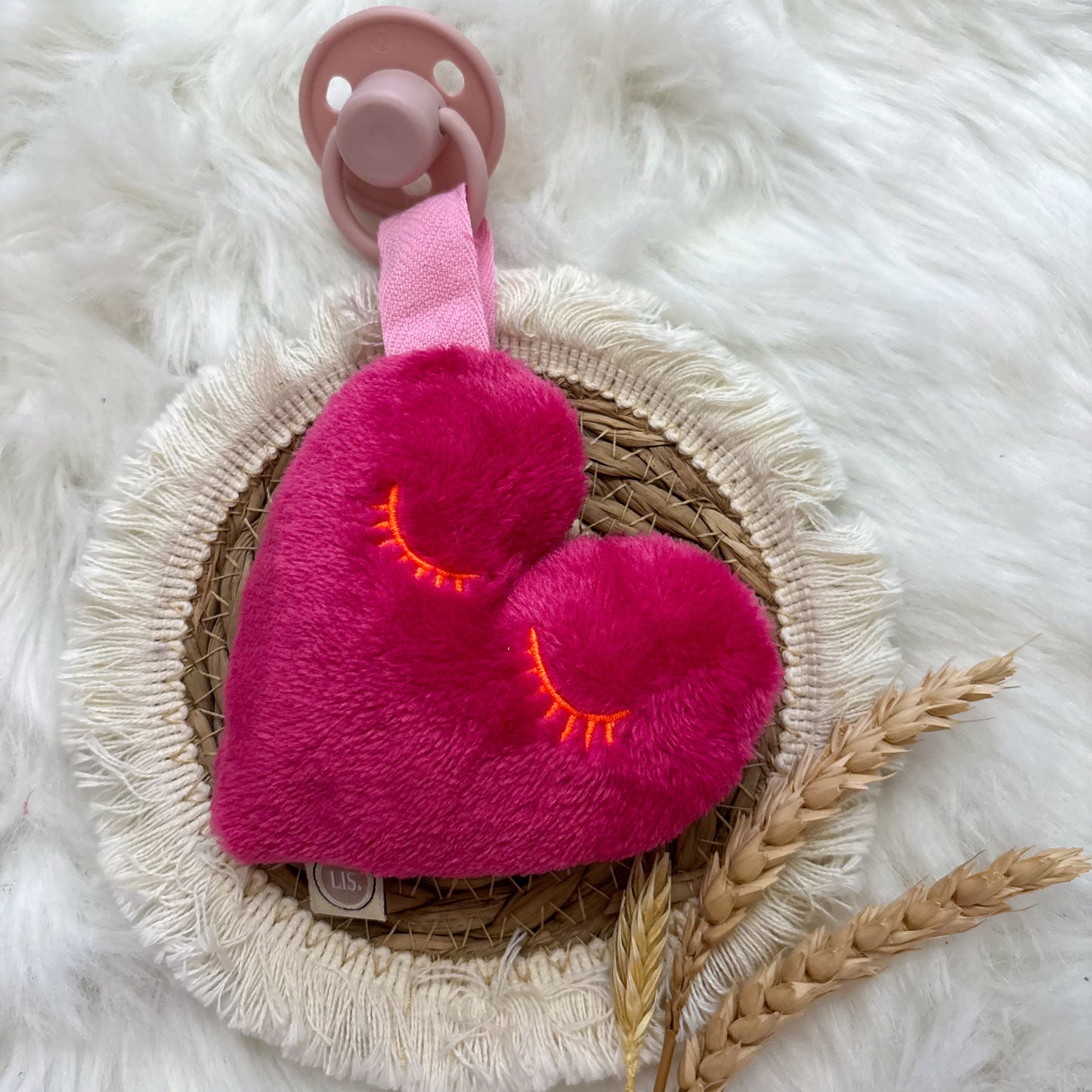 Schnullerclip Herz - Fuchsia