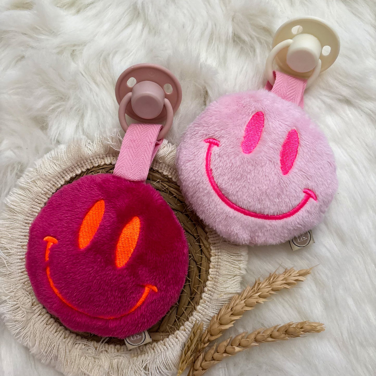 Schnullerclip Smiley - Fuchsia