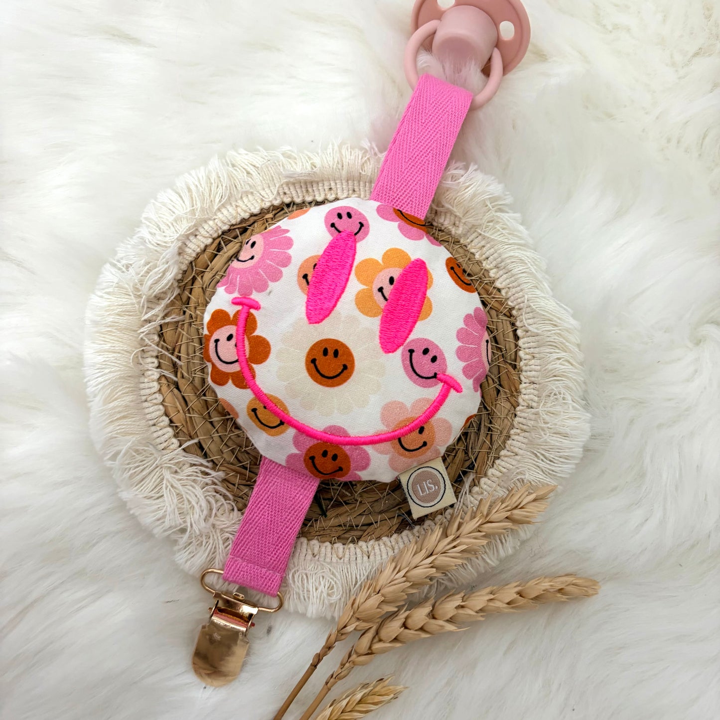 Schnullerclip Smiley - Blume