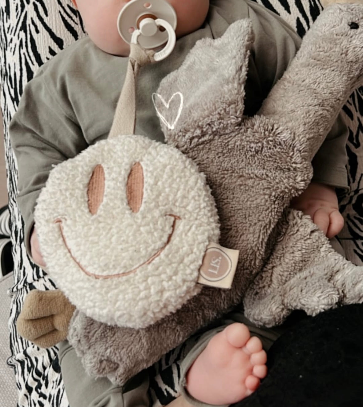 Schnullerclip Smiley - Creme