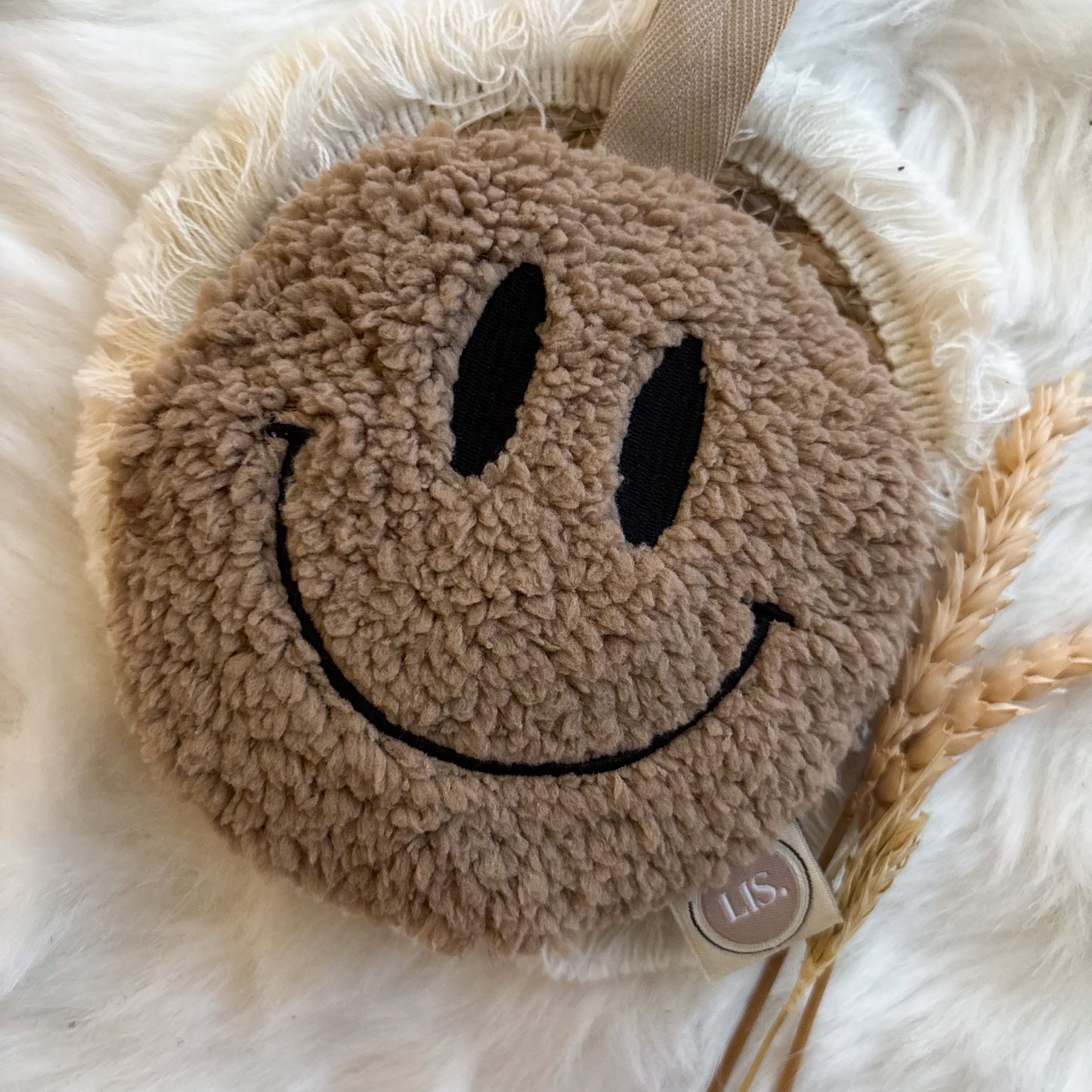 Schnullerclip Smiley - Taupe