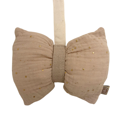 Schnullerschleife aus Stoff mit Glitzer – beige