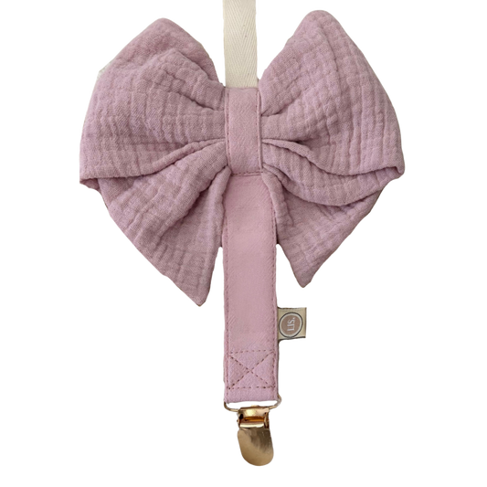 Schnullerclip-Schleife Deluxe – Hellrosa