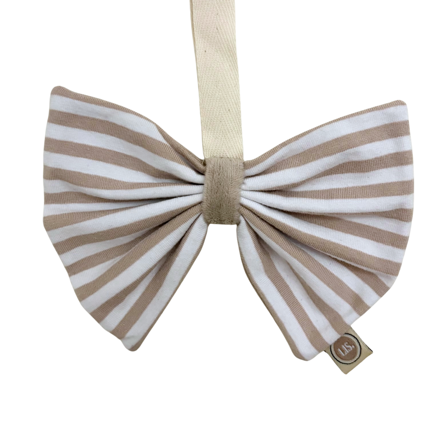 Stoffschleife für Schnuller – Beige/Weiß