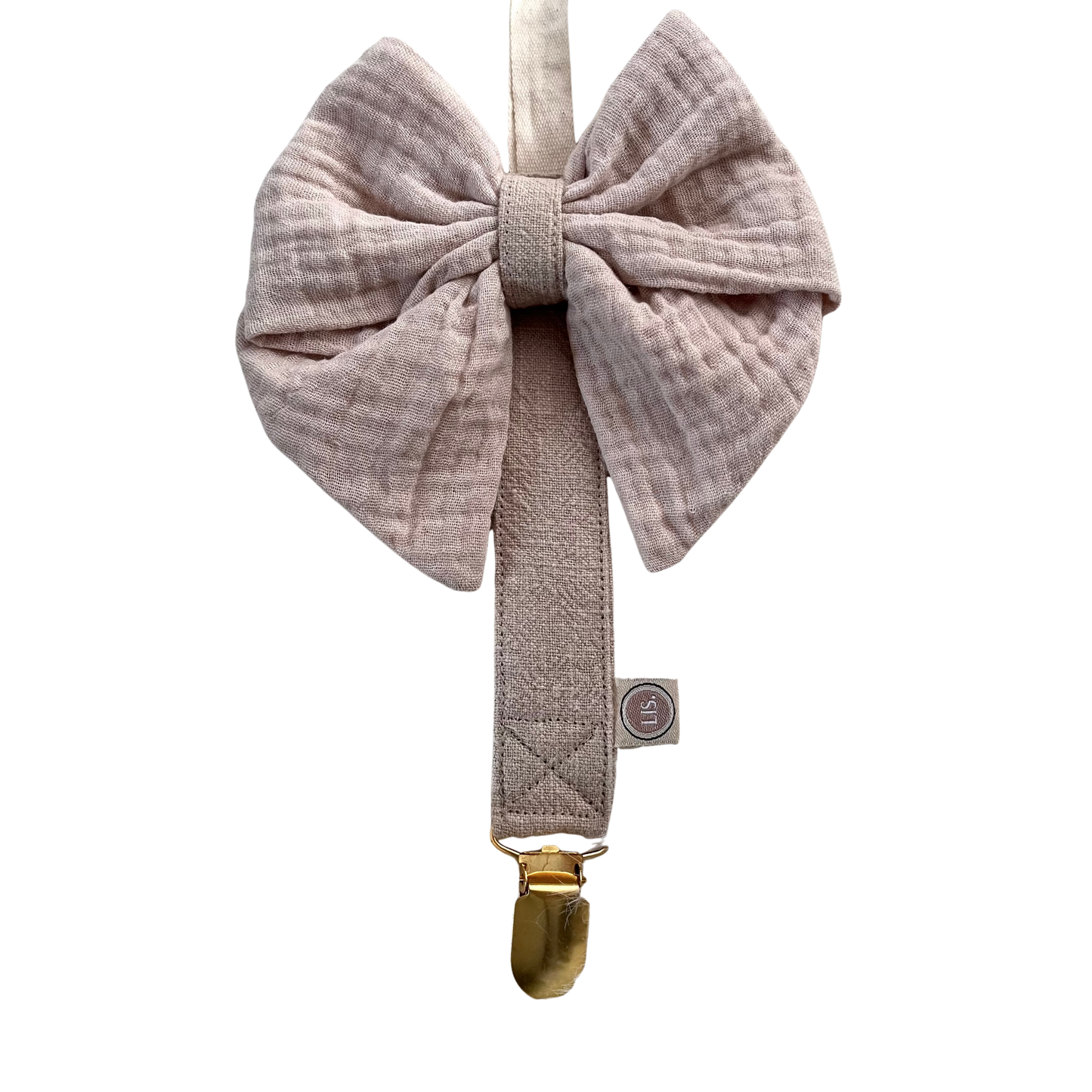 Schnullerclip-Schleife Deluxe – Beige