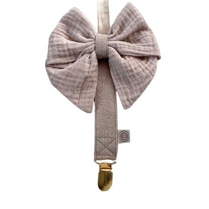 Schnullerclip-Schleife Deluxe – Beige