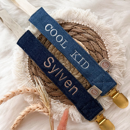 Schnullerschnur Name - Denim II