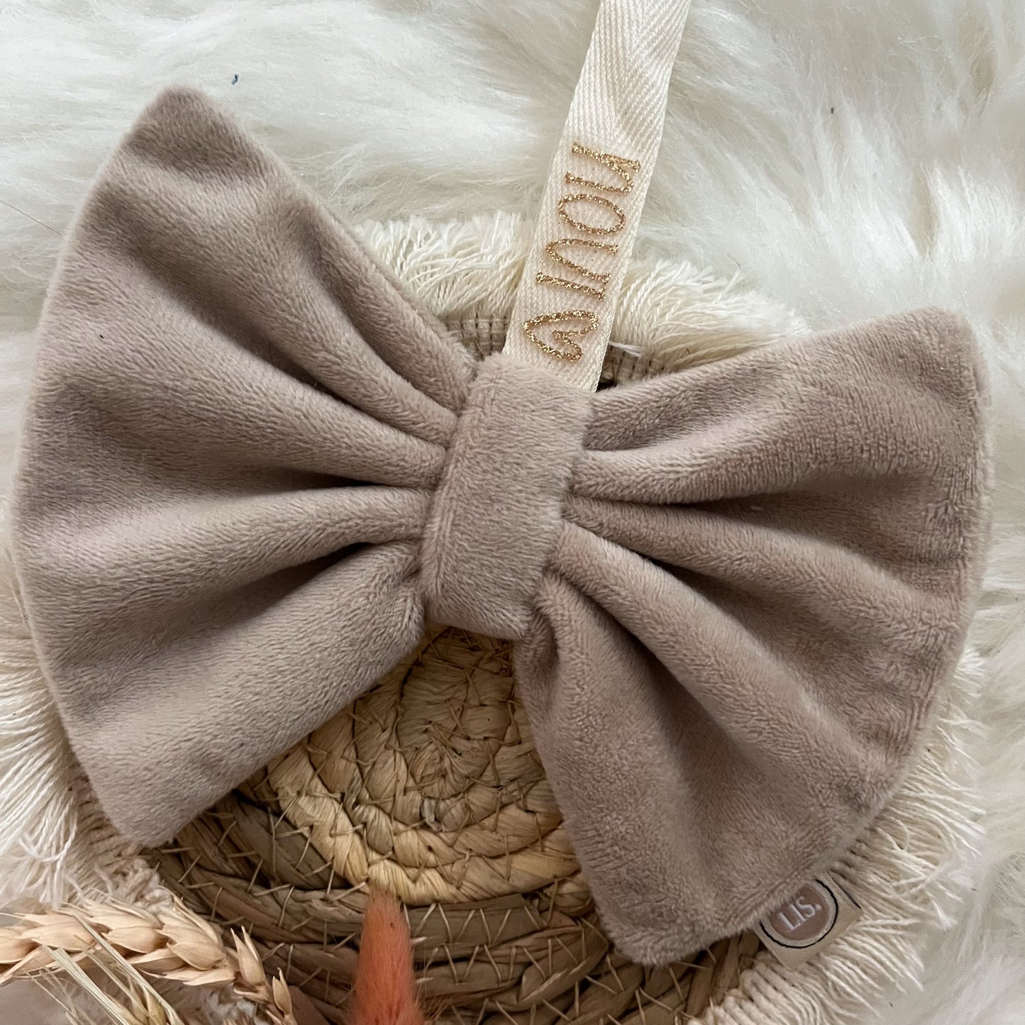 Schnullerschleife aus Stoff – Beige